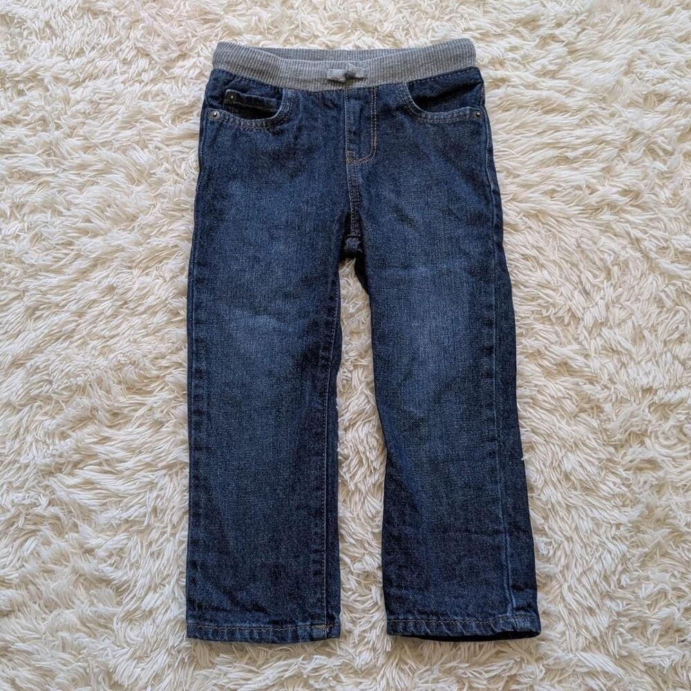 The Children's Place Boys Size 3T Blue Cotton Denim Straight Leg Pull On Jeans